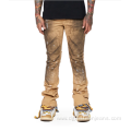 Patched Flare Distressed Ripped Man Jeans